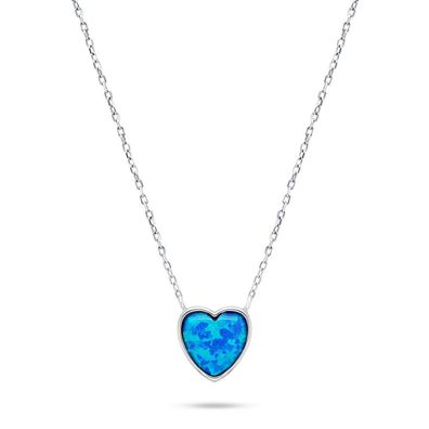 Decent Silver Heart Necklace with Opal NCL74WB