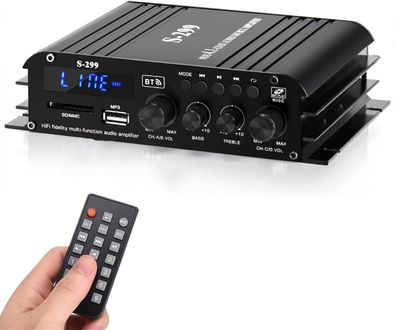 Mini Verstärker Bluetooth 5.0 HiFi 2x60W RMS mit USB SD und Mikrofoneingang