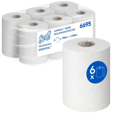 Scott Papierhandtücher 6695 1-lagig 6 Rollen x 190 m Weiß