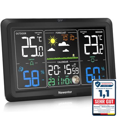 Newentor Funk-Wetterstation mit Außensensor VA-Display 330 Grad ablesbar