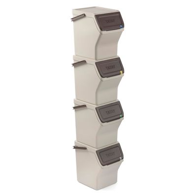 TATAY Mülltrennsystem Easy Waste 4er-Set 20 L stapelbar mit Tragegriff