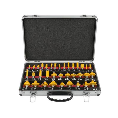 Hoteche Oberfräser Set 35-teilig Schaft 12 mm Legierter Stahl mit Alukoffer
