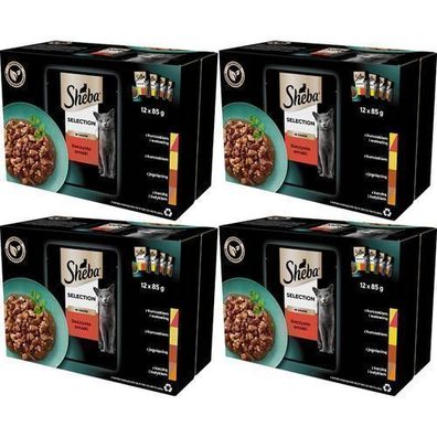 Sheba Nassfutter für Katzen, verschiedene Geschmacksrichtungen, 48 x 85 g