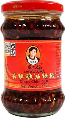 Laoganma Crispy Chilli Oil 210 g - knuspriges Chiliöl, chinesische Würzsauce