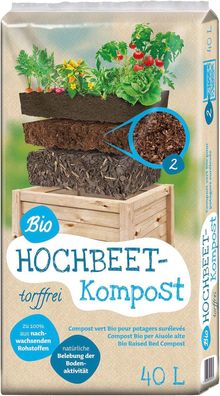 Floragard Universal Bio Hochbeet-Kompost 40 L - Hochbeeterde für Gemüse