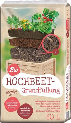 Floragard Universal Bio Hochbeet-Grundfüllung 60 L - torffrei, unterste Schicht