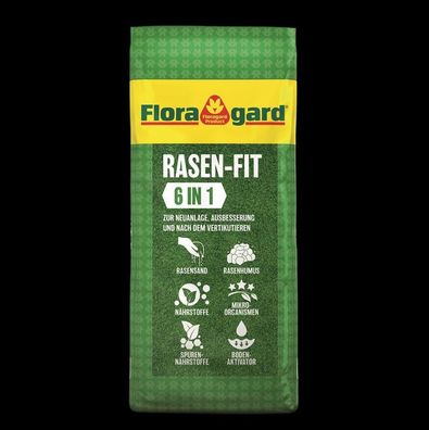 Floragard 6 in 1 Rasen-Fit 2 x 18 L (36 L) - Rasenerde für Nachsaat