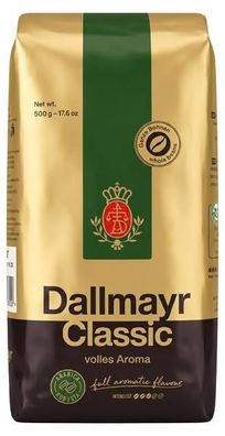 Dallmayr Classic Kaffeebohnen 500 g - ganze Bohnen, Röstkaffee für Vollautomat