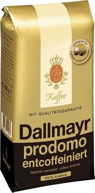 Dallmayr Entcoffeiniert ganze Bohnen 500g - entkoffeinierte Kaffeebohnen