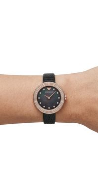 AR11373 Emporio Armani Damenuhr Quarz Perlmutt Schwarz