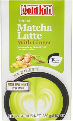 Gold Kili Matcha Latte Ginger Instant Pulver 10 x 25g - Getränk mit Ingwer