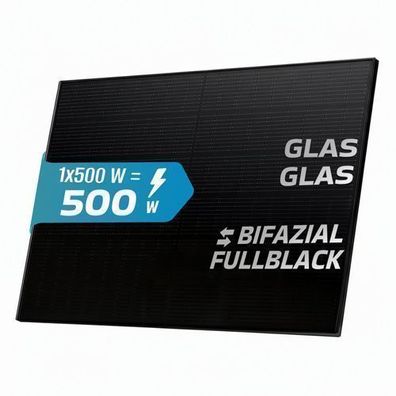 SUNNIVA® Solarmodul Solarpanel FULL BLACK Bifacial Bifazial Glas/Glas 500 Watt