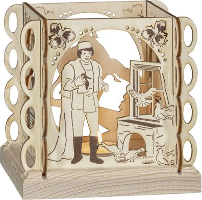 Laterne "Drei Haselnüsse für Aschenbrödel ®" Teelicht natur BxHxT 11,5x11,5x11