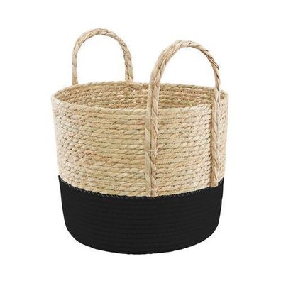 Flechtkorb mit Griffen Boho 30 x 31 cm schwarz Ambition