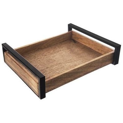 Serviertablett aus Holz mit Griffen, MANGO, 35,5 x 27 cm