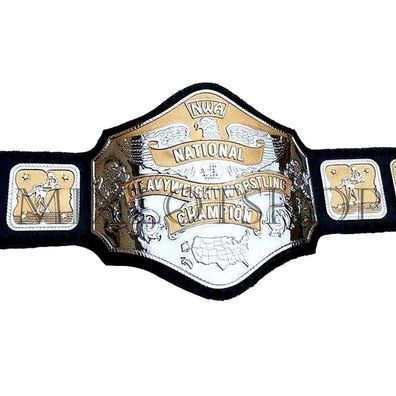 NWA National Heavyweight Champion Wrestling Title Belt Zinc With Chrome Leather Strap