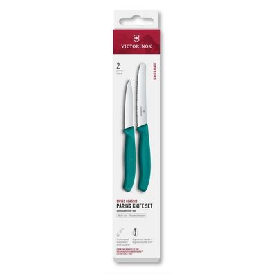 Swiss Classic, Gemüsemesser Set, 2tlg, gerade/Wellen, grün, Box