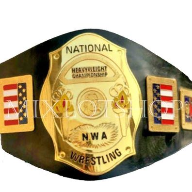 NWA National Heavy Weight Champion Wrestling Title Belt 2mm Brass With Chrome Leather