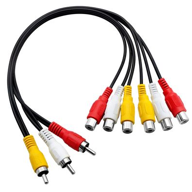 D50 Audio Video Splitterkabel, 3 Cinch Stecker auf 6 Cinch Buchsen Cinch Y 30cm