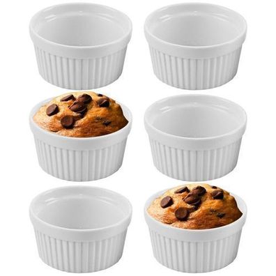 Weiße Porzellan-Backschüsseln 9 cm, 150 ml 6 Stück