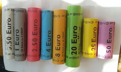Eurorollensatz Österreich 1cent-2 euro Österreich Set diverse Jahrgänge - NEU