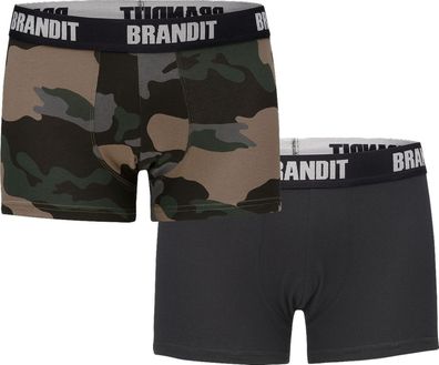 Brandit Boxershorts Logo 2er Pack in Darkcamo+Black