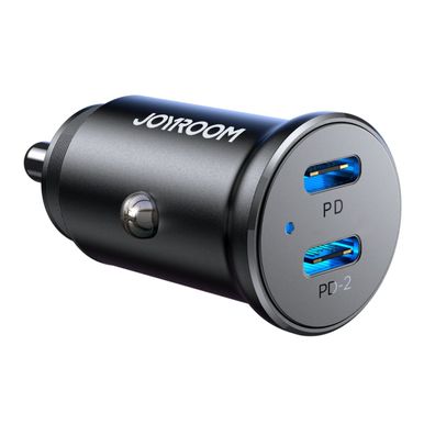 Joyroom JR-CCN06 30W Mini-Autoladegerät 2x USB-C Metall – Schwarz