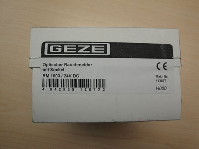 GEZE Optischer Rauchmelder mit Sockel RM 1003 / 24 Volt DC Nr. 112877