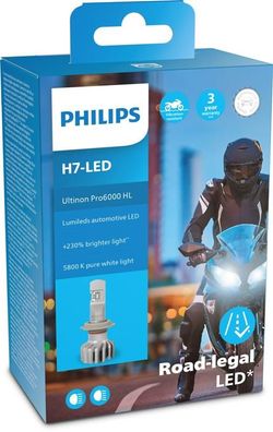 Philips Ultinon Pro6000 moto H7 Nachrüst-LED-Lampe Motorrad mit Zulassung bis zu 230