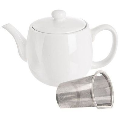 MONA Teekanne aus weißem Porzellan mit Teesieb, 700 ml