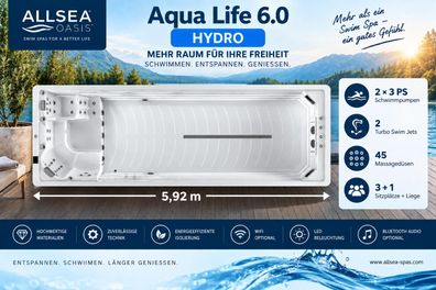 Allsea OASIS Aqua Life 6.0 Pro Premium – 5,92 * 2,35 m Premium Swim Spa