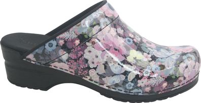 Sanita Damen Offener Clog Original-Isalena Open Rose print