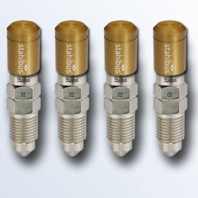 Stahlbus Entlüftungsventil M10x1.0x16mm, mit goldfarbener Kappe , 4er Set Stahl, vern