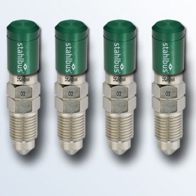 Stahlbus Entlüftungsventil M10x1.0x16mm (M) normal, mit grüner Kappe, 4er Set Stahl,