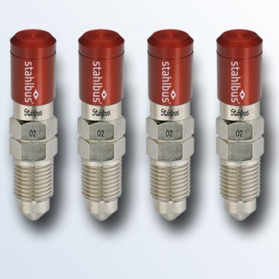 Stahlbus Entlüftungsventil M10x1.0x16mm, mit roter Kappe, 4er Set Stahl, vernickelt k