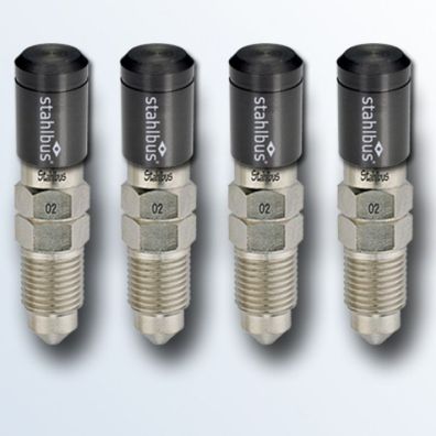 Stahlbus Entlüftungsventil M10x1.0x16mm, mit schwarzer Kappe, 4er Set Stahl, vernicke