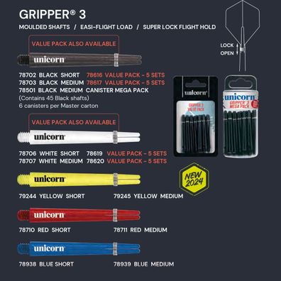 Unicorn Gripper 3 Shaft / m/gelb oder s/gelb / Inhalt 12 Stück