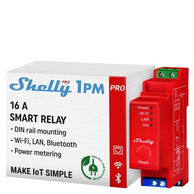 Shelly Pro 1PM WLAN Bluetooth Smart-Relais Leistungsmessung Alexa Google Home