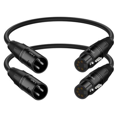J&D XLR Adapterkabel 3-polig Stecker auf 5-polig Buchse DMX 30 cm 2er-Pack