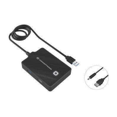 Conceptronic USB-Hub 4-Port 3.0 ->1x3.0 3x2.0 o. Netzteil sw