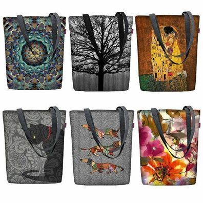 Tragetasche Sunny Schultertasche mit Reißverschlus Damen Shopper Stofftasche