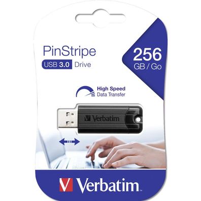 Verbatim USB-Stick PinStripe 3.0 schwarz 256 GB