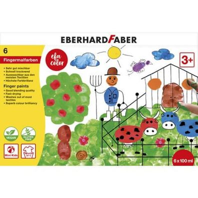 6 Eberhard FABER EFA Color Fingerfarben farbsortiert 6x 100,0ml
