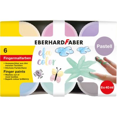 Fingerfarbe Pastell, 40ml, 6 Stück, sortiert 578604