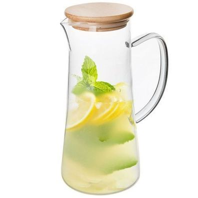 Glaskrug mit Bambusdeckel, 1,35 l
