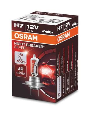 NIGHT BREAKER® SILVER H7 Faltschachtel H7 ECE 12 Volt 55 Watt PX26d Sockel Abblendlic