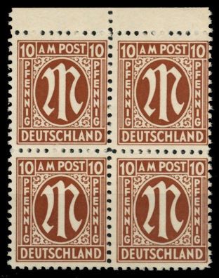 BIZONE AM-POST Nr 6z postfrisch Viererblock X75F342