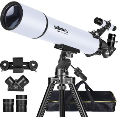 Solomark 80AZ 80mm Refraktor-Teleskop mit Tragetasche