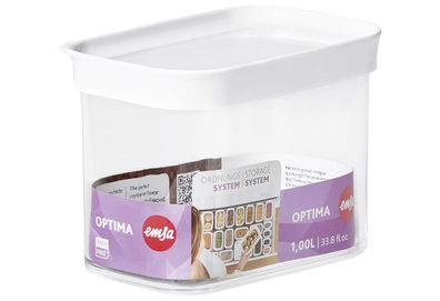 Trockenvorratsdose "Optima" Kunststoff 1 l rechteckig transparent / weiß