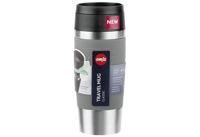 Thermobecher "Travel Mug Classic" Edelstahl / Silikon 0,36 l Ø 8,2 cm pfeffergrau